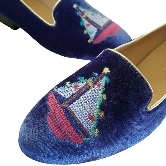 New NWOT Jack Rogers Velvet Slip On Loafers Nautical Sailboat Size 7 1/2 - Picture 2 of 10